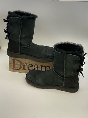 Womens UGG Bailey Bow II Black Suede Classic Short Y2K Winter Streetwear Cozy  8